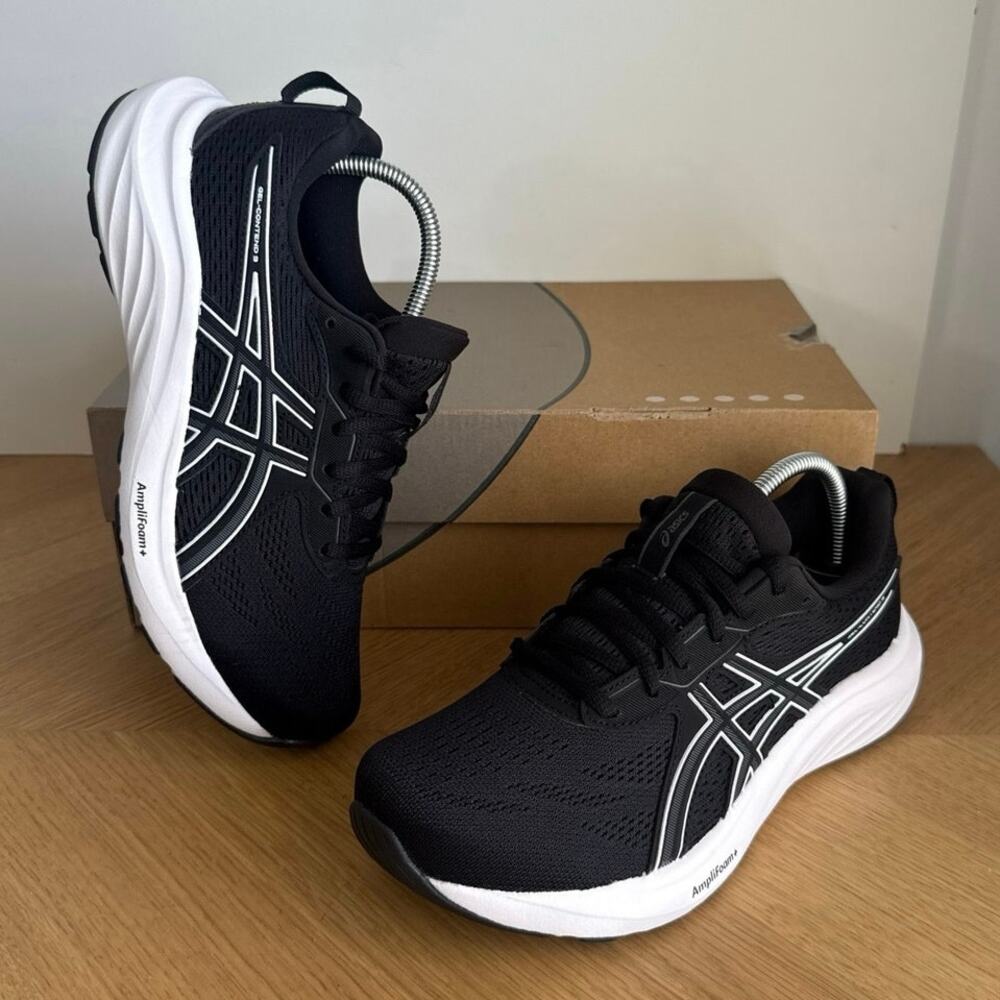 Asics Gel Contend 9 Black/White Women Running Sneakers- SZ 6.5 Wide - Picture 1 of 11